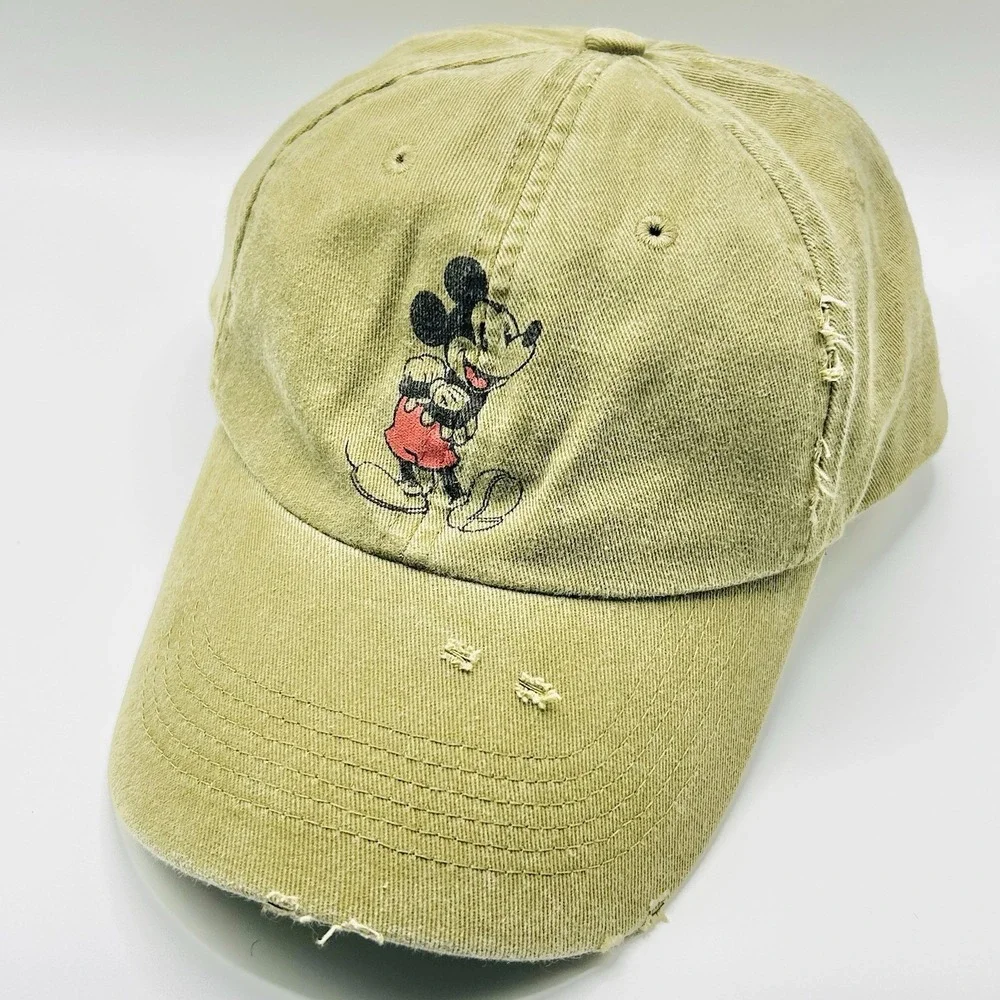 Mickey Mouse Unbranded Character DIstressed Hat Cap Adjustable Strapback Green